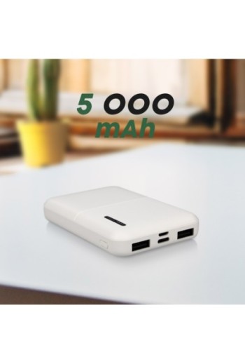 Batteria esterna da 10000 mAh con 2x USB ricarica rapida compatto Akashi - bianco