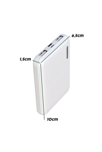 Batteria esterna da 10000 mAh con 2x USB ricarica rapida compatto Akashi - bianco