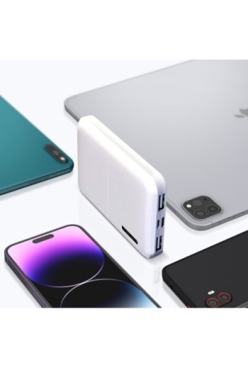 Batteria esterna da 10000 mAh con 2x USB ricarica rapida compatto Akashi - bianco