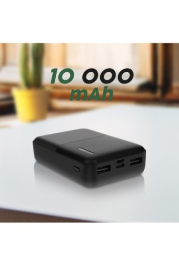 Batteria esterna da 10000 mAh con 2x USB ricarica rapida compatto Akashi - nero