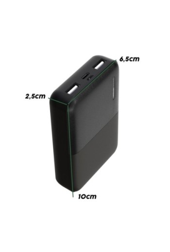 Batteria esterna da 10000 mAh con 2x USB ricarica rapida compatto Akashi - nero