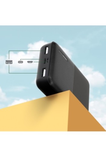 Batteria esterna da 10000 mAh con 2x USB ricarica rapida compatto Akashi - nero