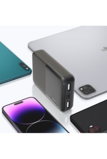 Batteria esterna da 10000 mAh con 2x USB ricarica rapida compatto Akashi - nero