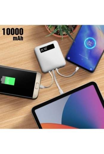 Batteria Esterna per Smartphone e Tablet Cavi USB-C / Micro-USB / Lightning Integrati - Bianco