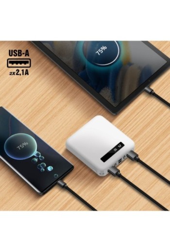 Batteria Esterna per Smartphone e Tablet Cavi USB-C / Micro-USB / Lightning Integrati - Bianco