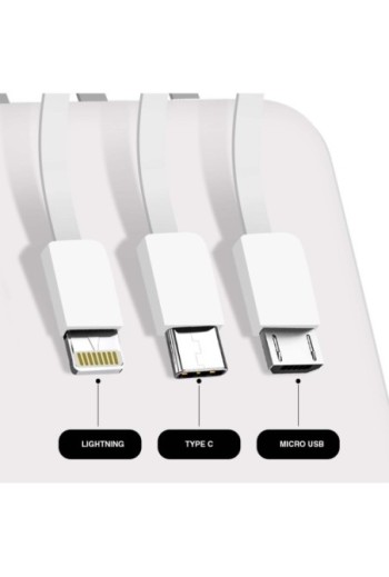 Batteria Esterna per Smartphone e Tablet Cavi USB-C / Micro-USB / Lightning Integrati - Bianco