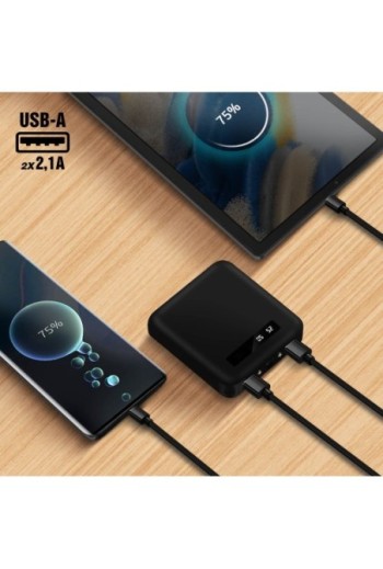 Batteria Esterna per Smartphone e Tablet Cavi USB-C / Micro-USB / Lightning Integrati - Nero
