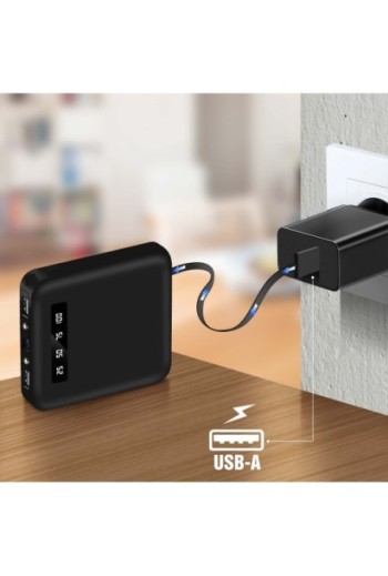Batteria Esterna per Smartphone e Tablet Cavi USB-C / Micro-USB / Lightning Integrati - Nero