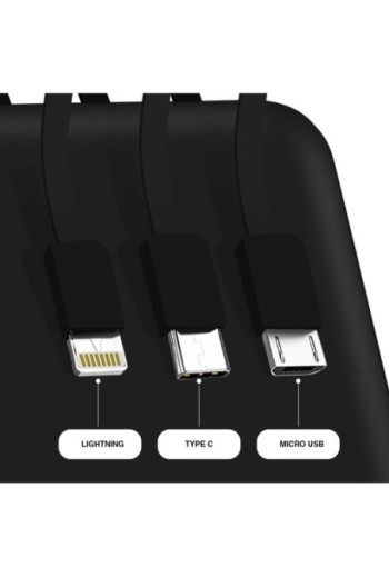 Batteria Esterna per Smartphone e Tablet Cavi USB-C / Micro-USB / Lightning Integrati - Nero