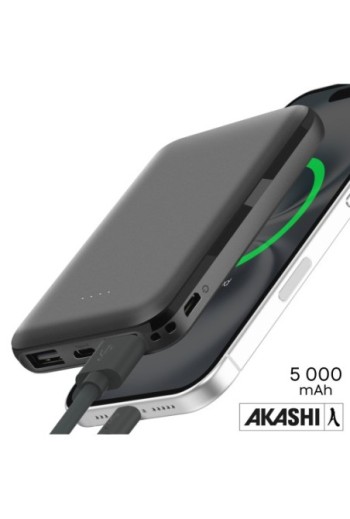 Powerbank Akashi Fast Charge 5000 mAh 2xUSB formato compatto - nero