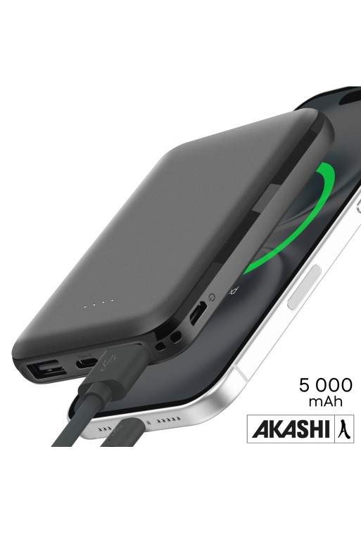 Powerbank Akashi Fast Charge 5000 mAh 2xUSB formato compatto - nero