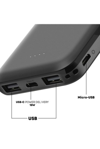 Powerbank Akashi Fast Charge 5000 mAh 2xUSB formato compatto - nero