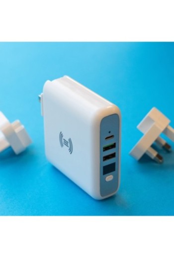 Caricatore da viaggio / powerbank e caricatore QI 3 in 1 Akashi - bianco