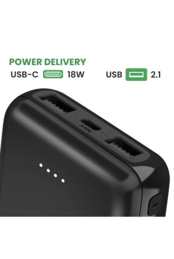 Powerbank Akashi 10000 mAh Nero Grande capacità 2 porte USB - Nero