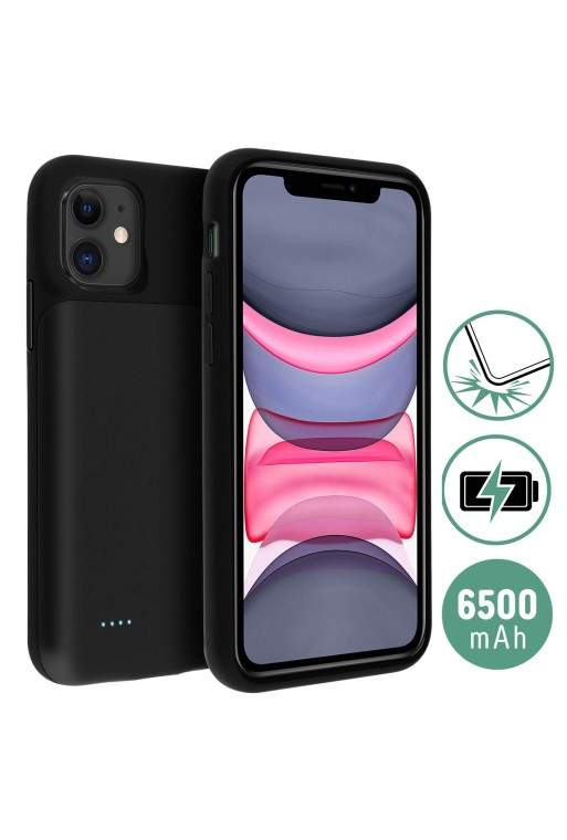 Cover per iPhone 11 con batteria 4500 mAh connettore Lightning - nera