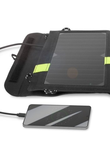 Caricatore solare doppio USB 20W impermeabile e pieghevole nero