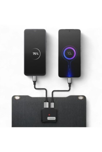 Caricatore Solare Pieghevole 22W con Porte USB + USB-C – Swissten Grigio