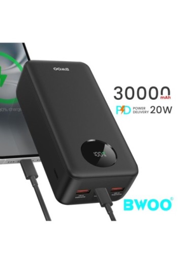 Batteria esterna 22 5W 30.000mAh con display LCD – Bwoo nera