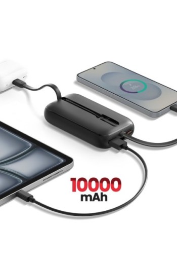 Batteria Esterna 10000mAh con Cavi USB-C e Lightning integrati - Swissten Voltbox
