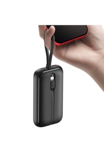 Batteria Esterna 10000mAh con Cavi USB-C e Lightning integrati - Swissten Voltbox