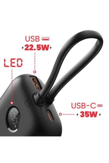 Batteria Esterna 10000mAh con Cavi USB-C e Lightning integrati - Swissten Voltbox