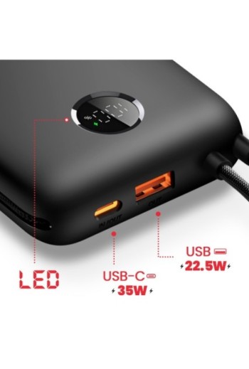 Batteria Esterna 20000mAh con Cavi USB-C e Lightning integrati - Swissten Voltbox