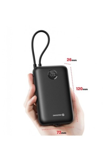 Batteria Esterna 20000mAh con Cavi USB-C e Lightning integrati - Swissten Voltbox