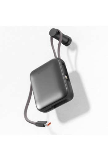 Mini Batteria Esterna 10000mAh con Cavi USB-C e Lightning - Swissten Argento