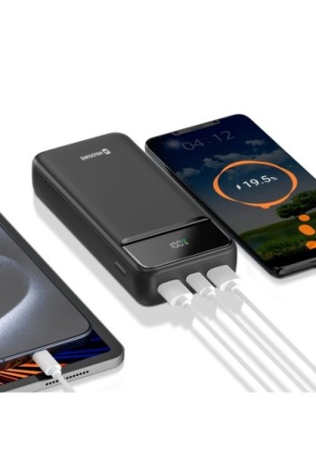 Batteria Esterna 20000mAh con USB-C e 2x USB - Swissten Power Line II Nero