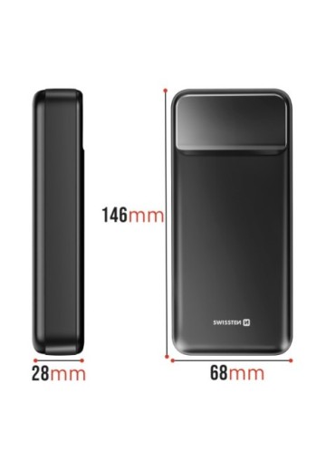 Batteria Esterna 20000mAh con USB-C e 2x USB - Swissten Power Line II Nero