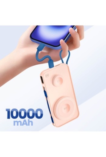 Powerbank MagSafe 10000 mAh con cavo Lightning e USB C Rosa 3mk
