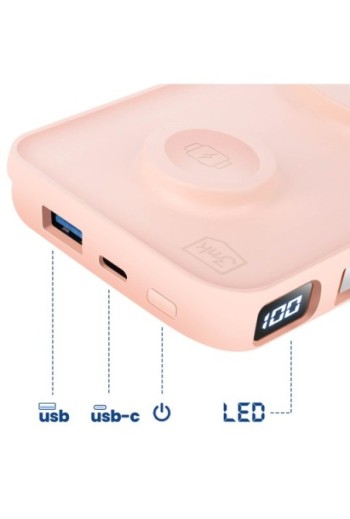Powerbank MagSafe 10000 mAh con cavo Lightning e USB C Rosa 3mk