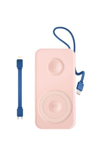 Powerbank MagSafe 10000 mAh con cavo Lightning e USB C Rosa 3mk