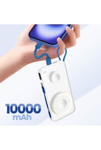 Powerbank MagSafe 10000 mAh con cavo Lightning e USB C Bianco 3mk
