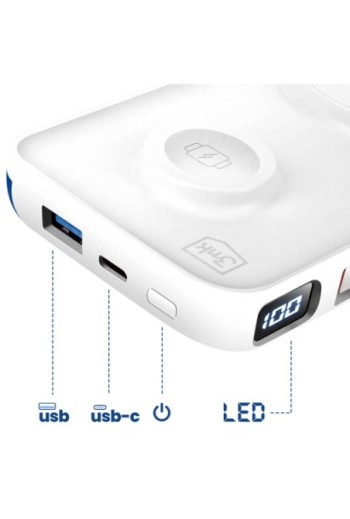 Powerbank MagSafe 10000 mAh con cavo Lightning e USB C Bianco 3mk