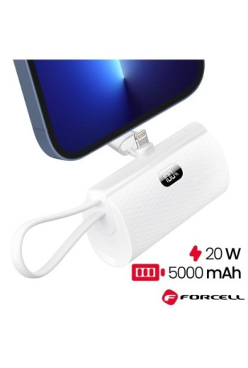 Powerbank da 5000mAh per iPhone Lightning + USB-C 20W - Forcell F-Energy bianco