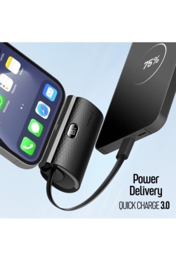 Powerbank da 5000mAh per iPhone Lightning + USB-C 20W - Forcell F-Energy nero