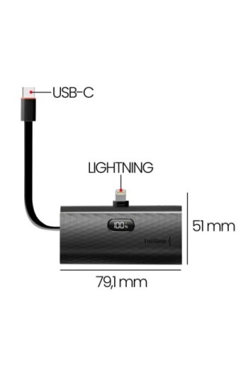 Powerbank da 5000mAh per iPhone Lightning + USB-C 20W - Forcell F-Energy nero