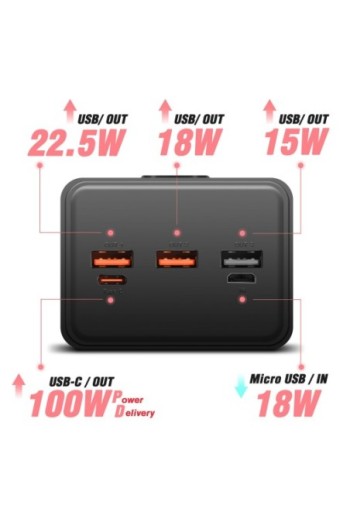 Batteria esterna 50000mAh USB + USB-C 100W Swissten Power Line - nero
