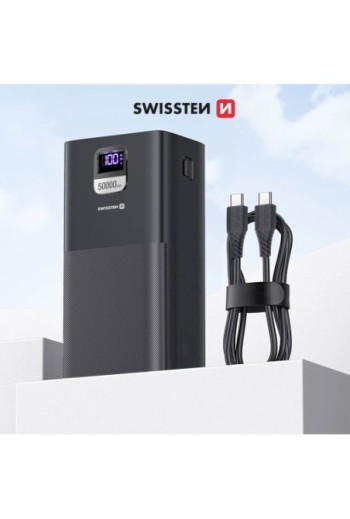Batteria esterna 50000mAh USB + USB-C 100W Swissten Power Line - nero