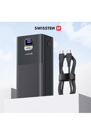 Batteria esterna 40000mAh USB + USB-C 100W Swissten Power Line - nero