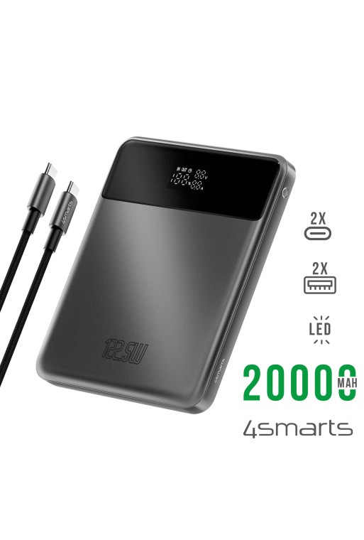 Powerbank 20000mAh 112 5W 2 USB-C + 2 USB 4smarts Enterprise Slim grigio siderale