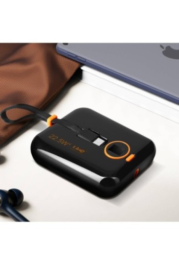 Powerbank 15000 mAh carica rapida USB 22 5W con cavi integrati USB-C 20W e Lightning display LED LinQ - nero