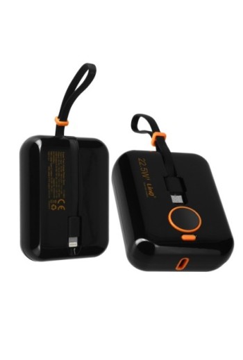 Powerbank 15000 mAh carica rapida USB 22 5W con cavi integrati USB-C 20W e Lightning display LED LinQ - nero
