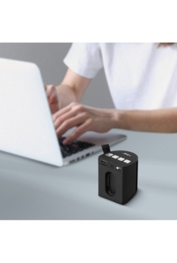 Speaker Senza fili Portatile Bluetooth LED Multicolor Radio FM Lettore USB / micro SD LinQ - Nero