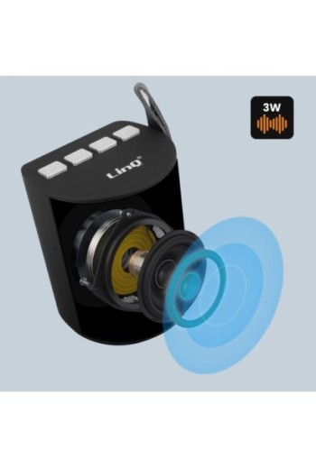 Speaker Senza fili Portatile Bluetooth LED Multicolor Radio FM Lettore USB / micro SD LinQ - Nero