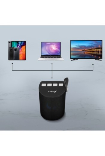 Speaker Senza fili Portatile Bluetooth LED Multicolor Radio FM Lettore USB / micro SD LinQ - Nero