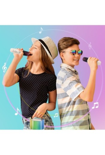 Altoparlante Bluetooth + doppio microfono Maxlife bianco - set karaoke