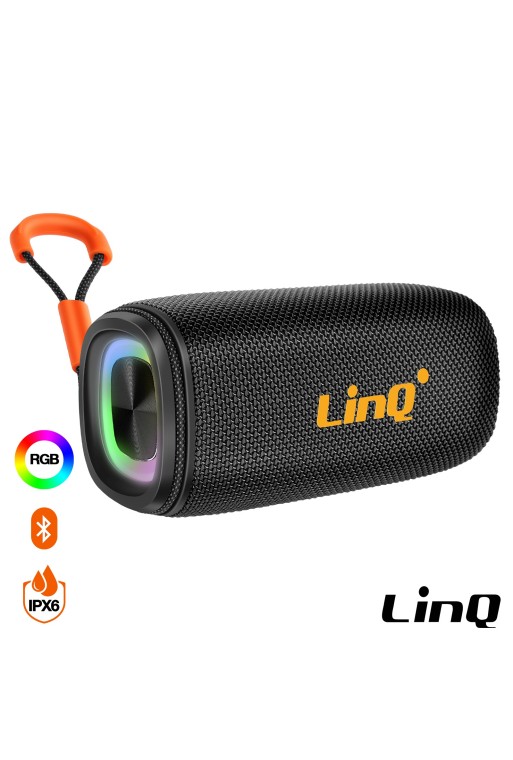 Altoparlante Bluetooth portatile impermeabile IPX6 con LED multicolore – LinQ Nero