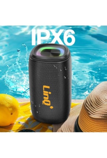 Altoparlante Bluetooth portatile impermeabile IPX6 con LED multicolore – LinQ Nero